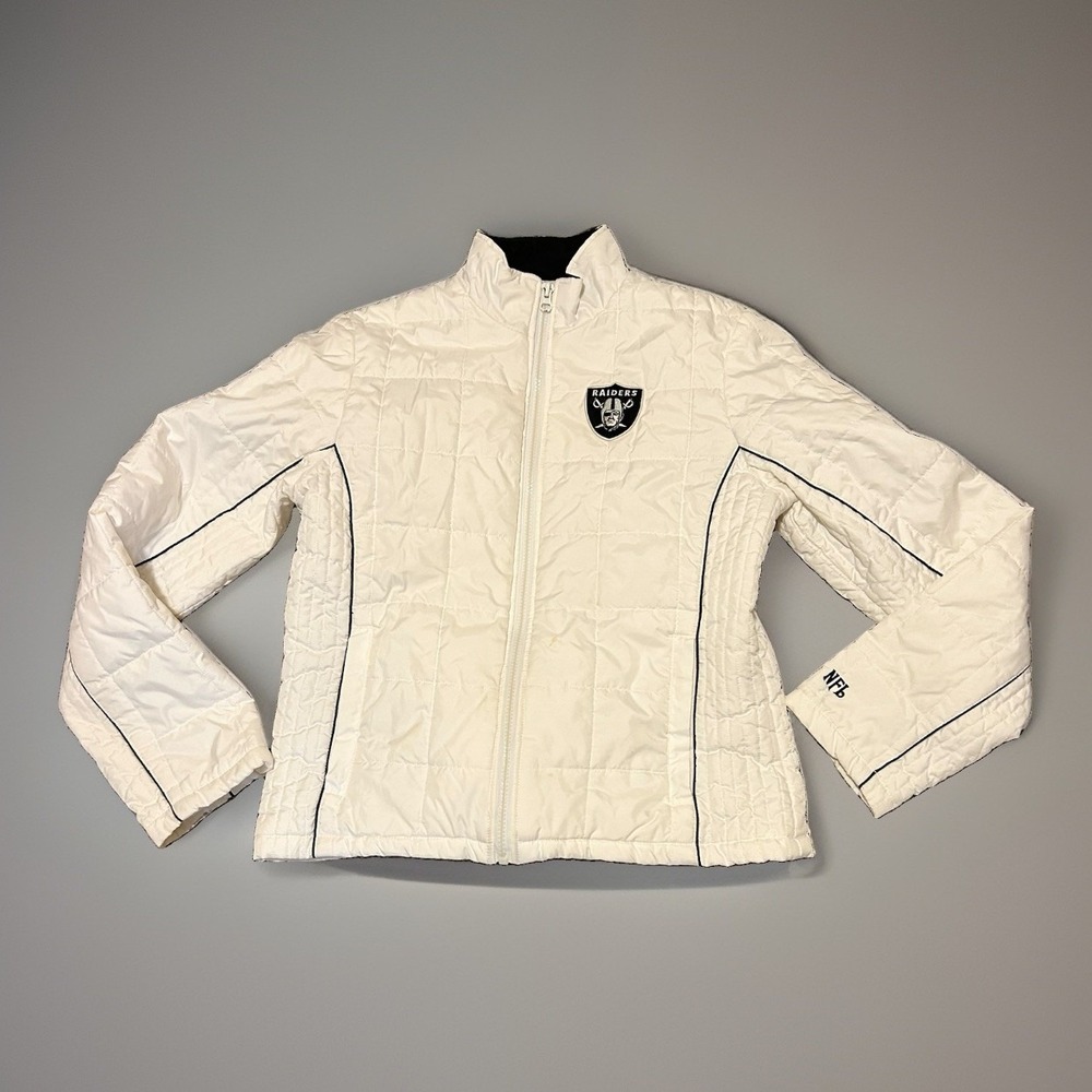 NFL Raiders Women's Quilted Jacket Zip Up Logo